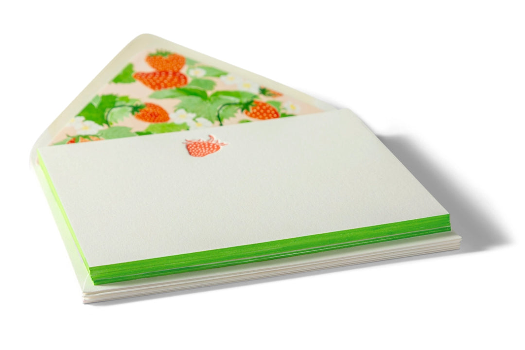 Strawberry - Letterpress Flat Notecard  4.25” x 5.5”  (6ct)