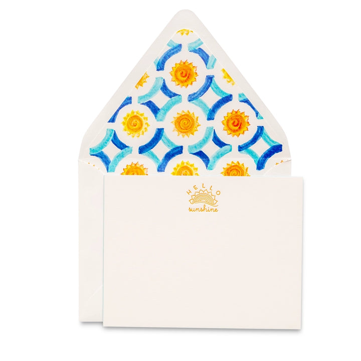 Hello Sunshine - Letterpress Flat Notecard  4.25” x 5.5”  (6ct)