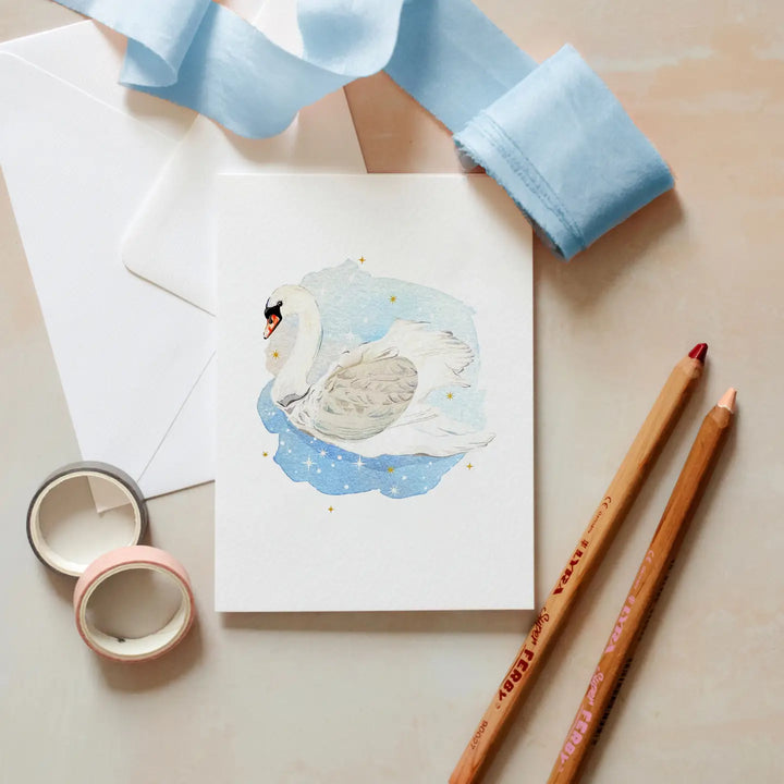 Swan Lake Pop Out Watercolour Greetings Card - A6
