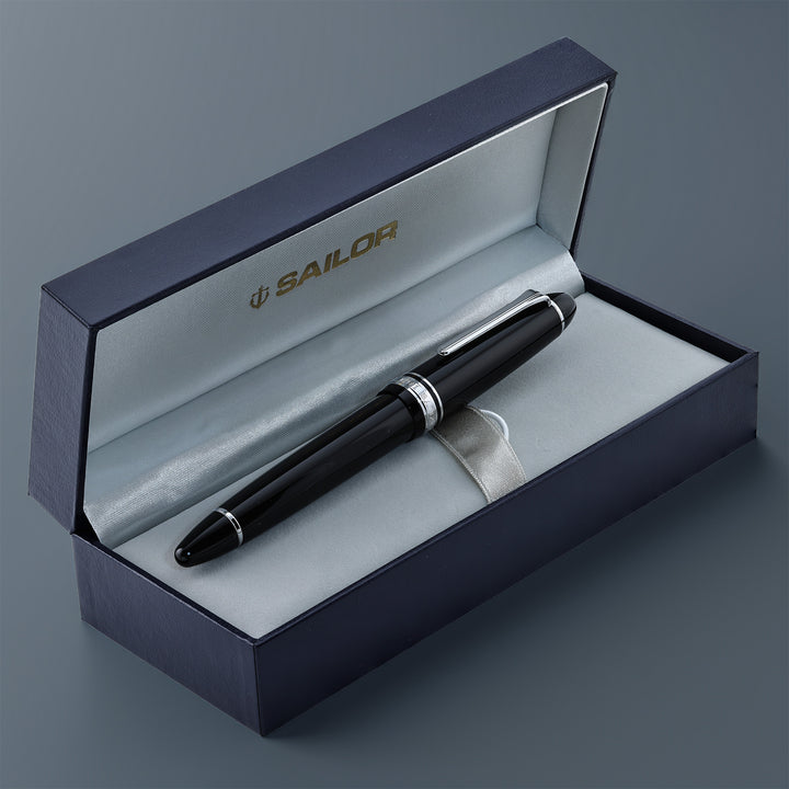 Sailor 1911L Black Fountain Pen With Rhodium Trim