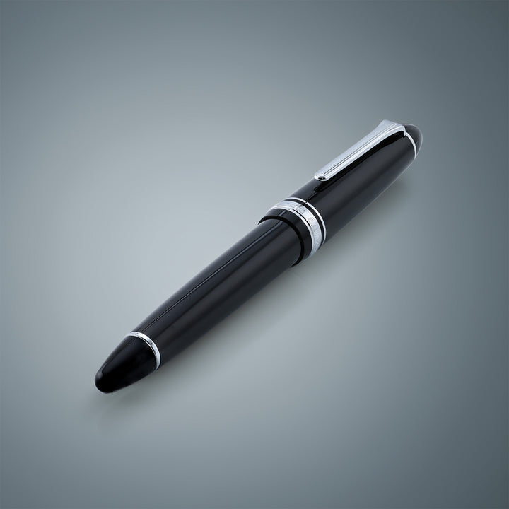 Sailor 1911L Black Fountain Pen With Rhodium Trim