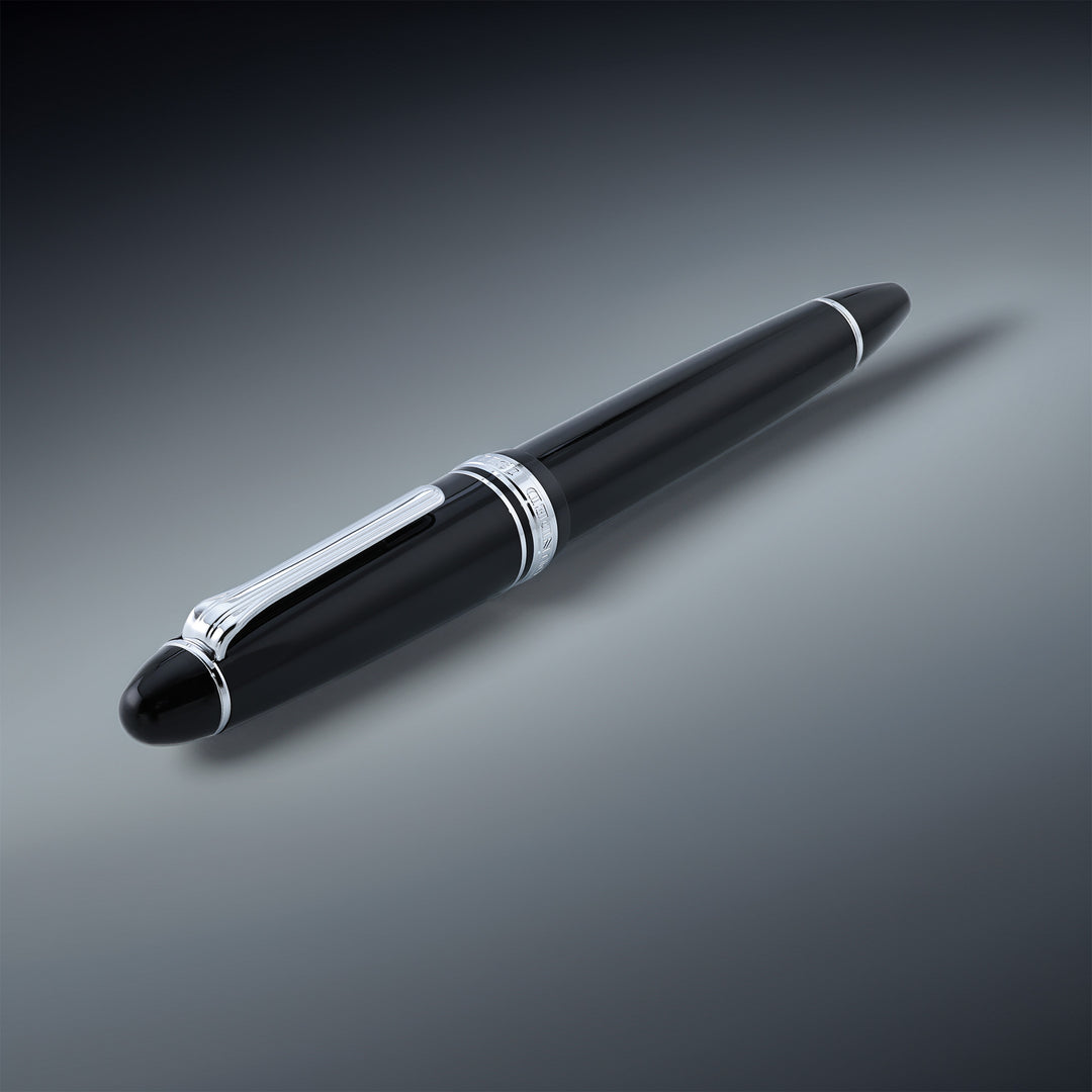 Sailor 1911L Black Fountain Pen With Rhodium Trim