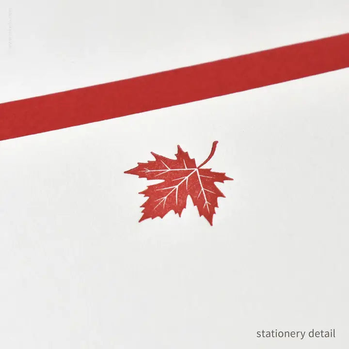 Stationery Set with Red Maple Leaf