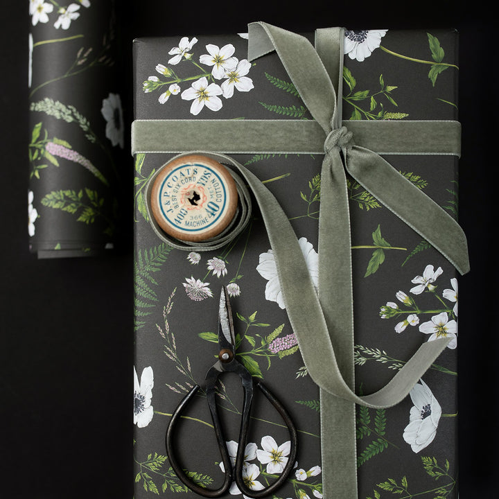 Catherine Lewis Wild Meadow - Black Gift Wrapping Paper (2 Sheets)