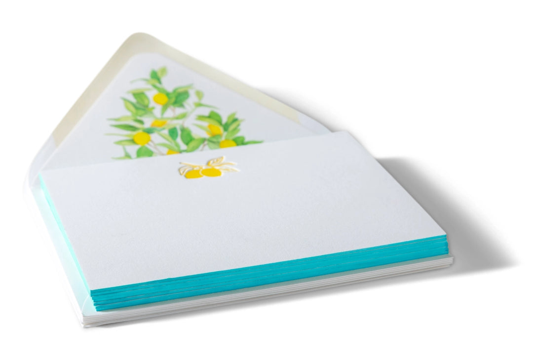 Lemon - Letterpress Flat Notecard  4.25” x 5.5”  (6ct)