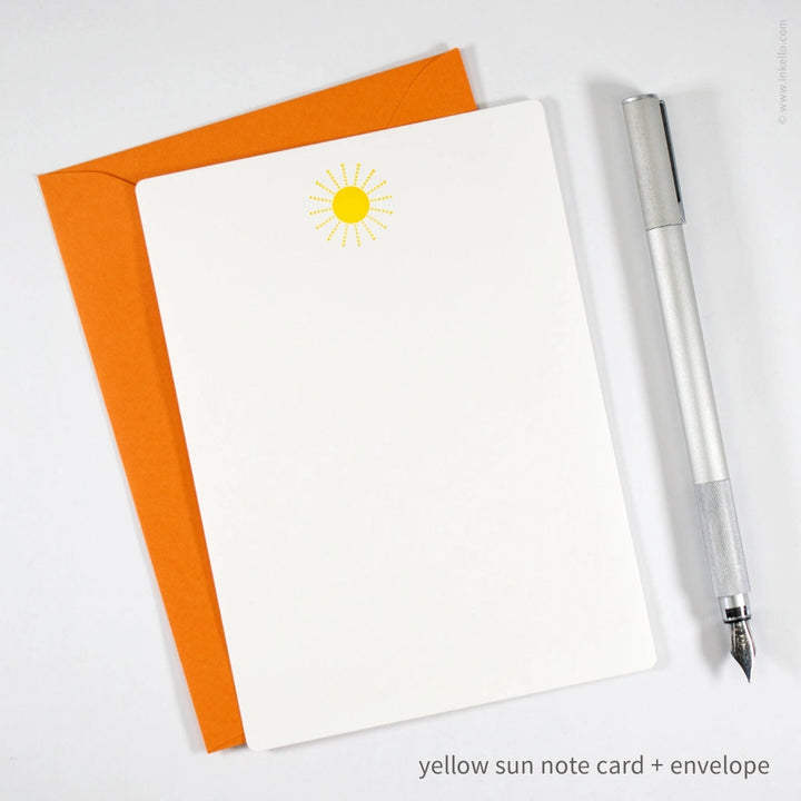 Flat Note Card Set with Yellow Sun