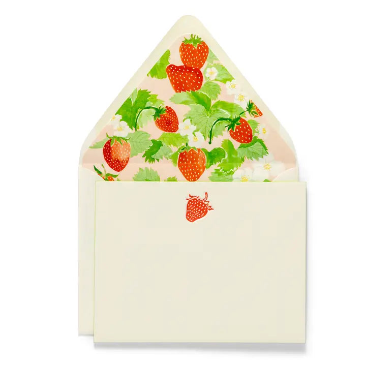 Strawberry - Letterpress Flat Notecard  4.25” x 5.5”  (6ct)