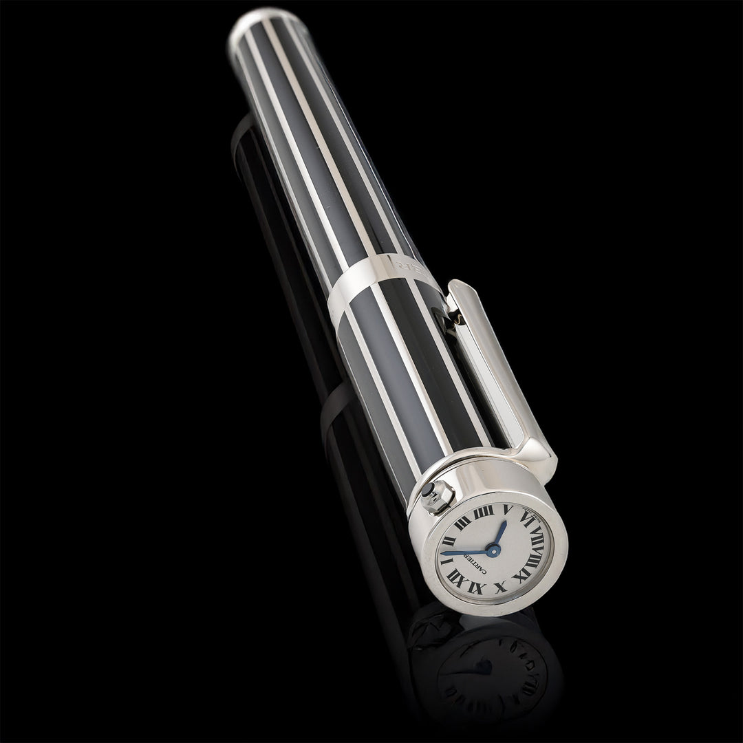 Cartier Watch Pen Black Lacquer W/Platinum Finsh