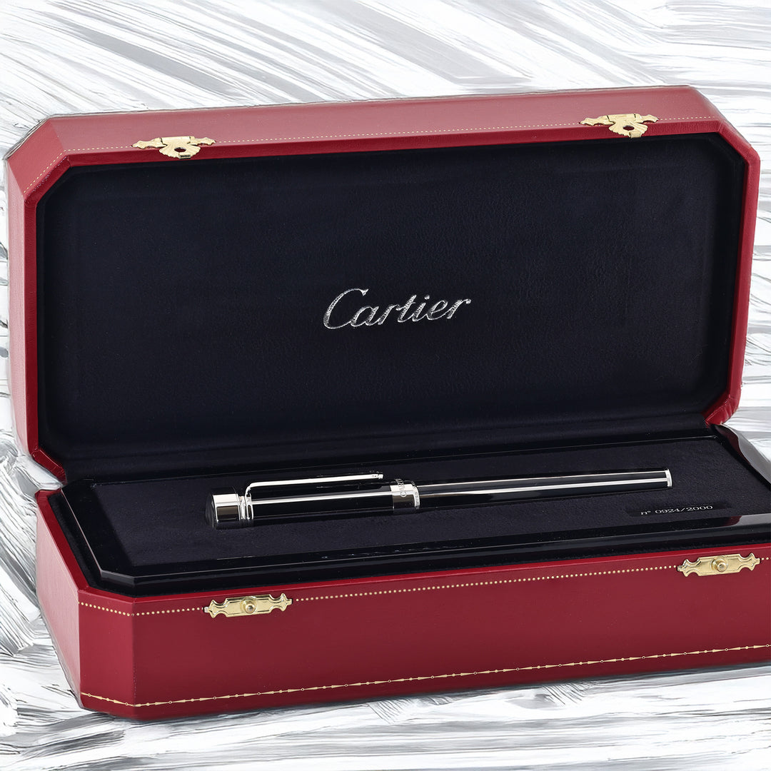 Cartier Watch Pen Black Lacquer W/Platinum Finsh
