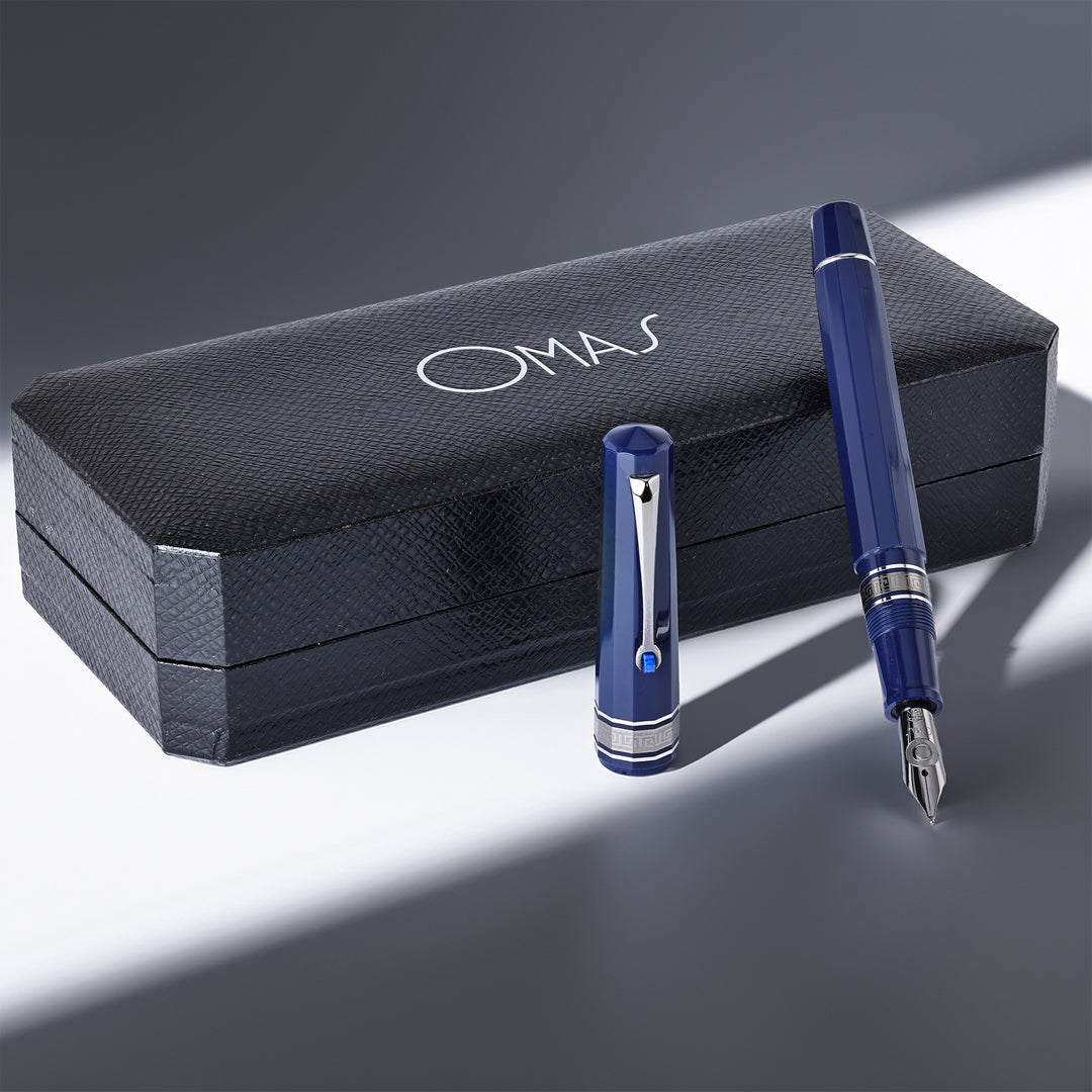 Omas Milord Blue And Ruthenium Society Fountain Pen