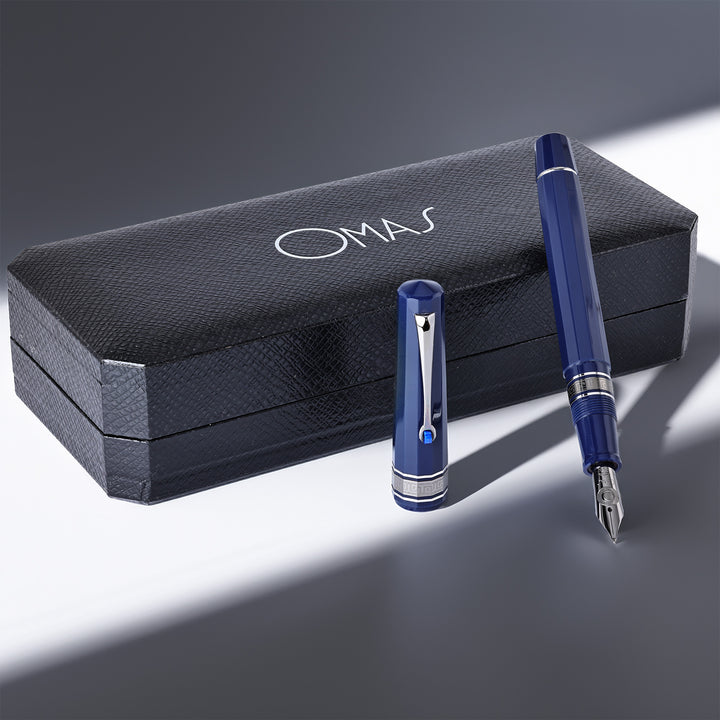 Omas Milord Blue And Ruthenium Society Fountain Pen