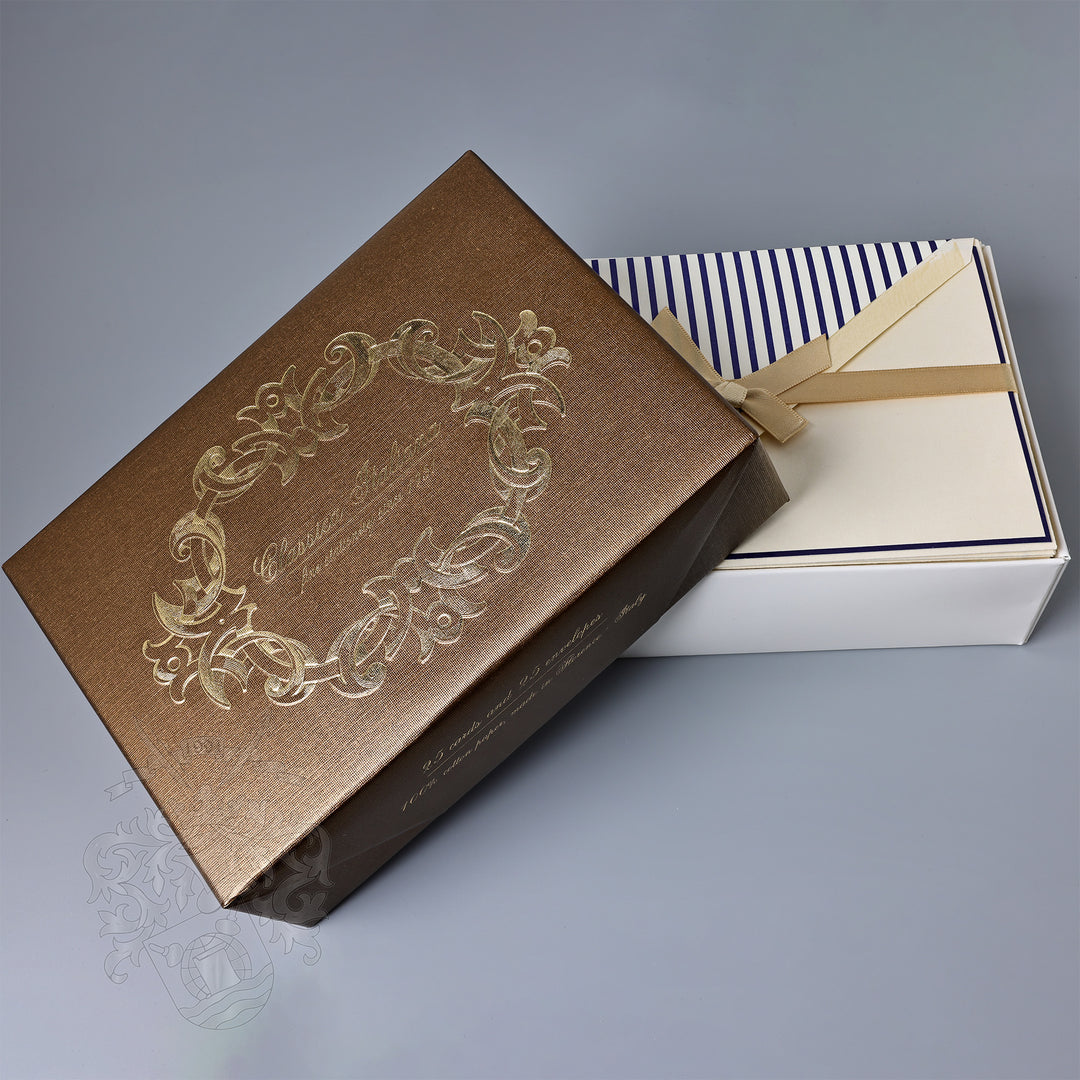 Blue Stripe Flat Notecards 4.25"  x 6.5" (25ct.) | Rossi 1931 Italian Stationery