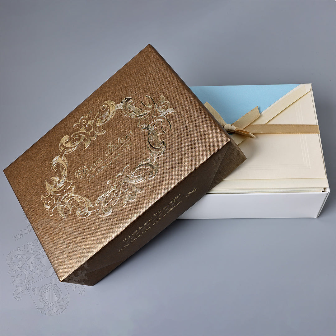 Ice Blue Flat Notecards 4.25"  x 6.5" (25ct.) | Rossi 1931 Italian Stationery