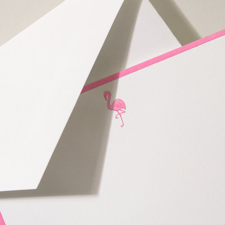 Crane 3 13/16" x 5 3/16" Cards & Envelopes 10pk - Bordered Flamingo