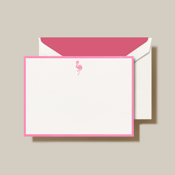 Crane 3 13/16" x 5 3/16" Cards & Envelopes 10pk - Bordered Flamingo