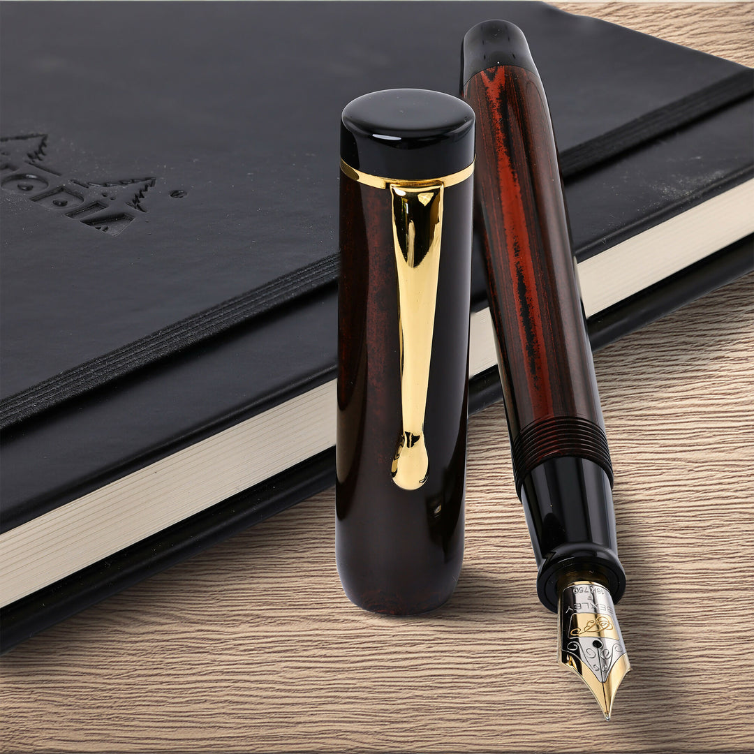 Bexley Black Woodgrain Ebonite Fountain Pen