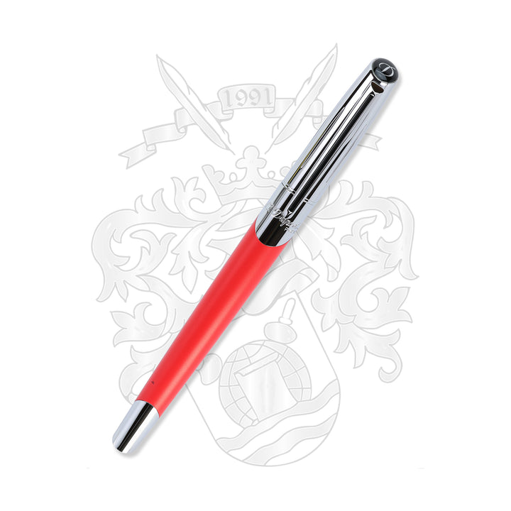 S.T. Dupont Défi Millenium Fountain Pen - Silver & Matte Red