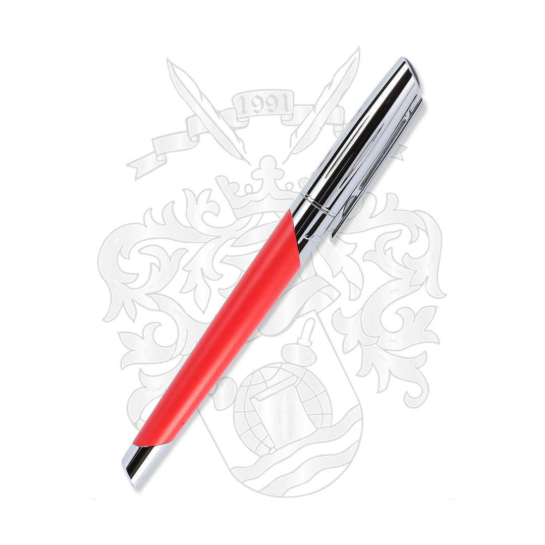 S.T. Dupont Défi Millenium Fountain Pen - Silver & Matte Red