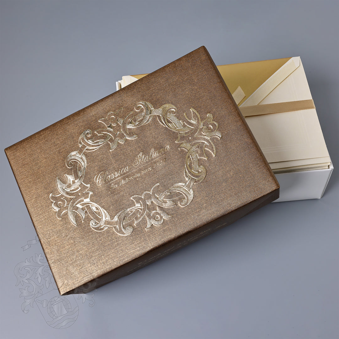 Gold Flat Notecards 4.25"  x 6.5" (25ct.) | Rossi 1931 Italian Stationery