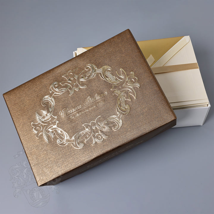 Gold Flat Notecards 4.25"  x 6.5" (25ct.) | Rossi 1931 Italian Stationery