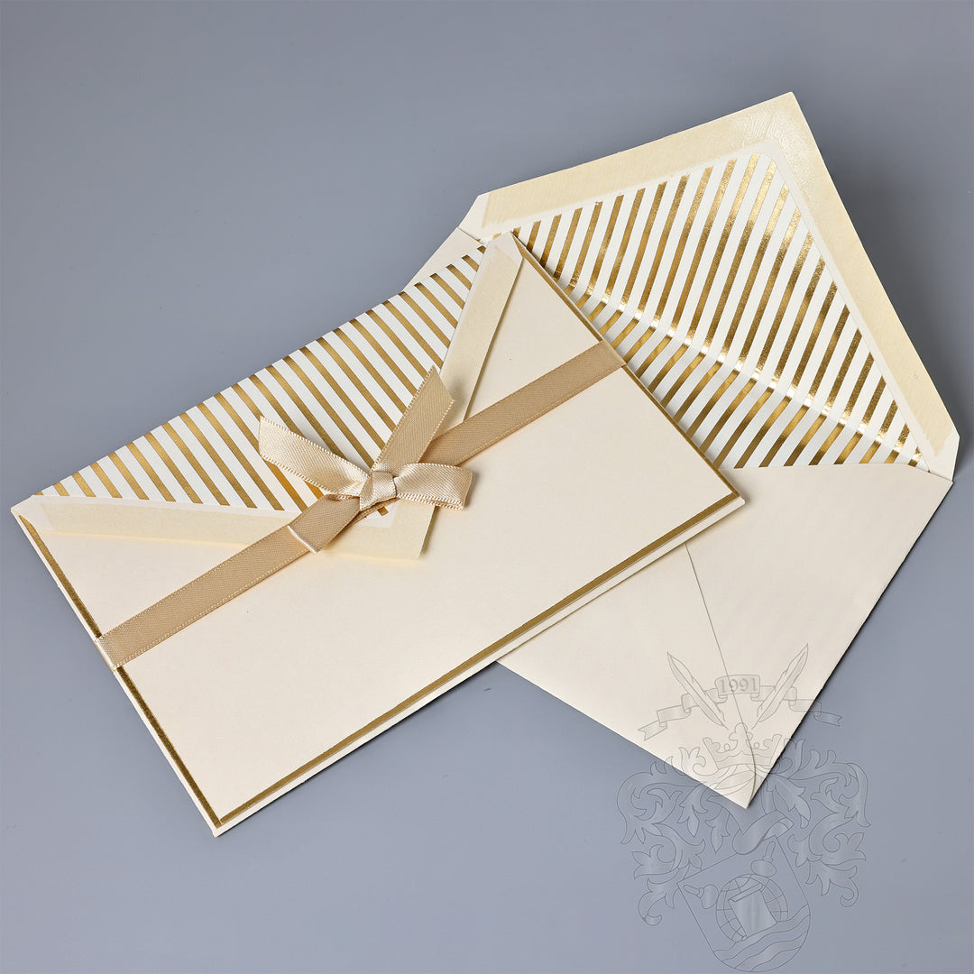 Gold Stripe Flat Notecards 4.25"  x 6.5" (25ct.) | Rossi 1931 Italian Stationery