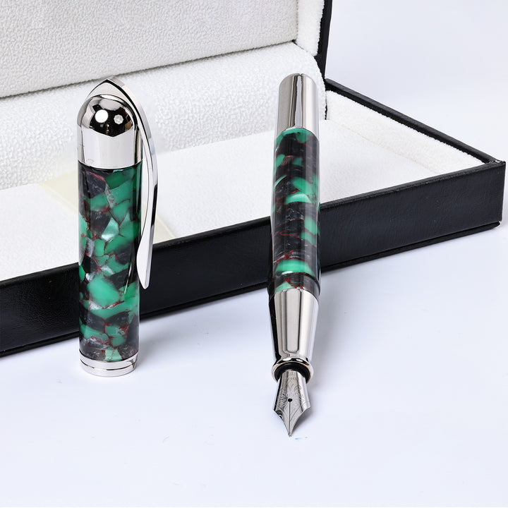 Visconti Pericle Green And Red Cracked Ice Fountain Pen