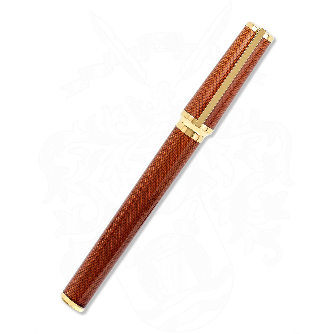 S.T. Dupont Montparnase Orange / Amber Guilloche Fountain Pen