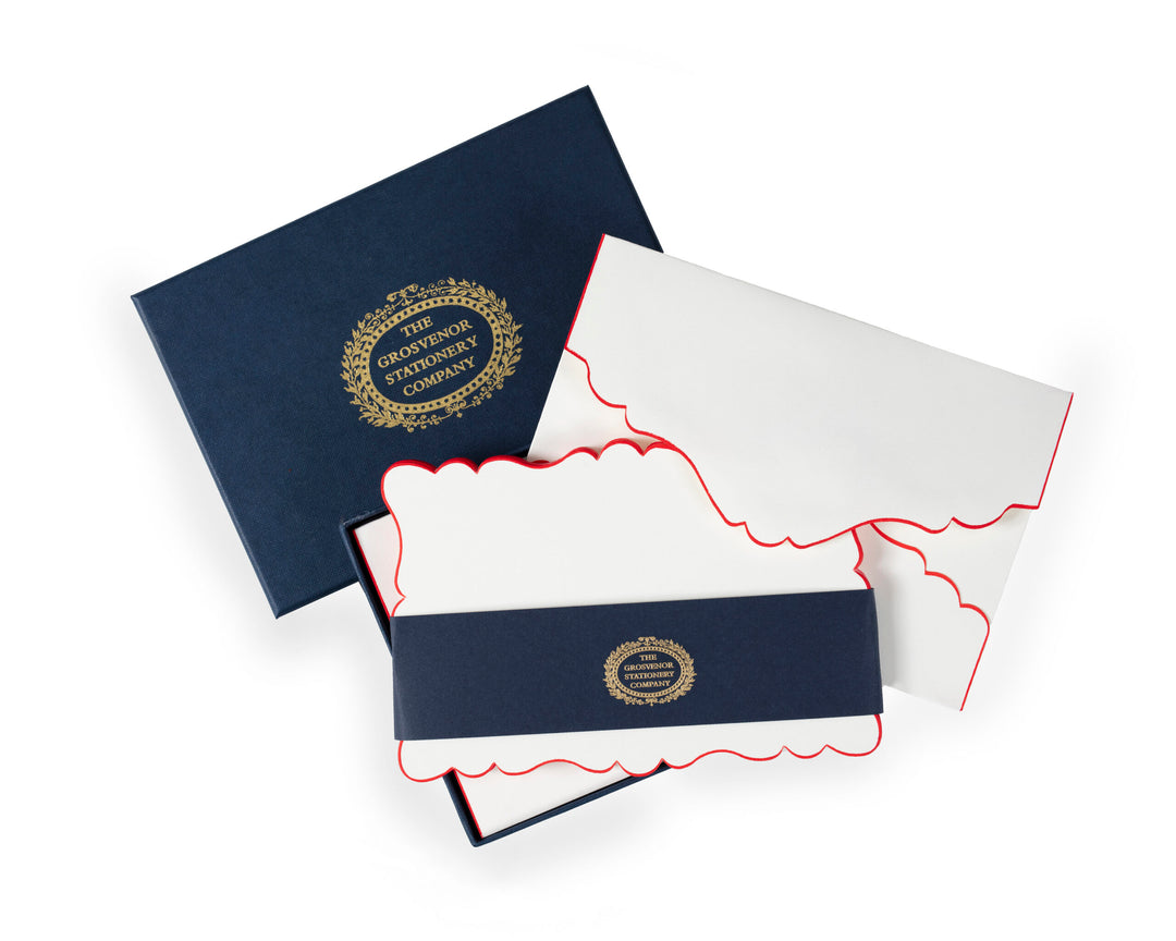 Grosvenor Cards & Envelopes - Ecru Scarlet Red (10ct.)
