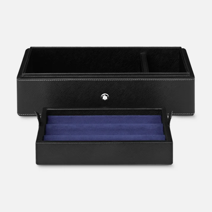 Montblanc Leather Desk Box for 3 Writing Instruments & Ink Bottle - Black