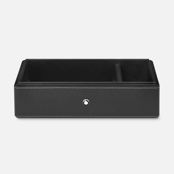 Montblanc Leather Desk Box for 3 Writing Instruments & Ink Bottle - Black