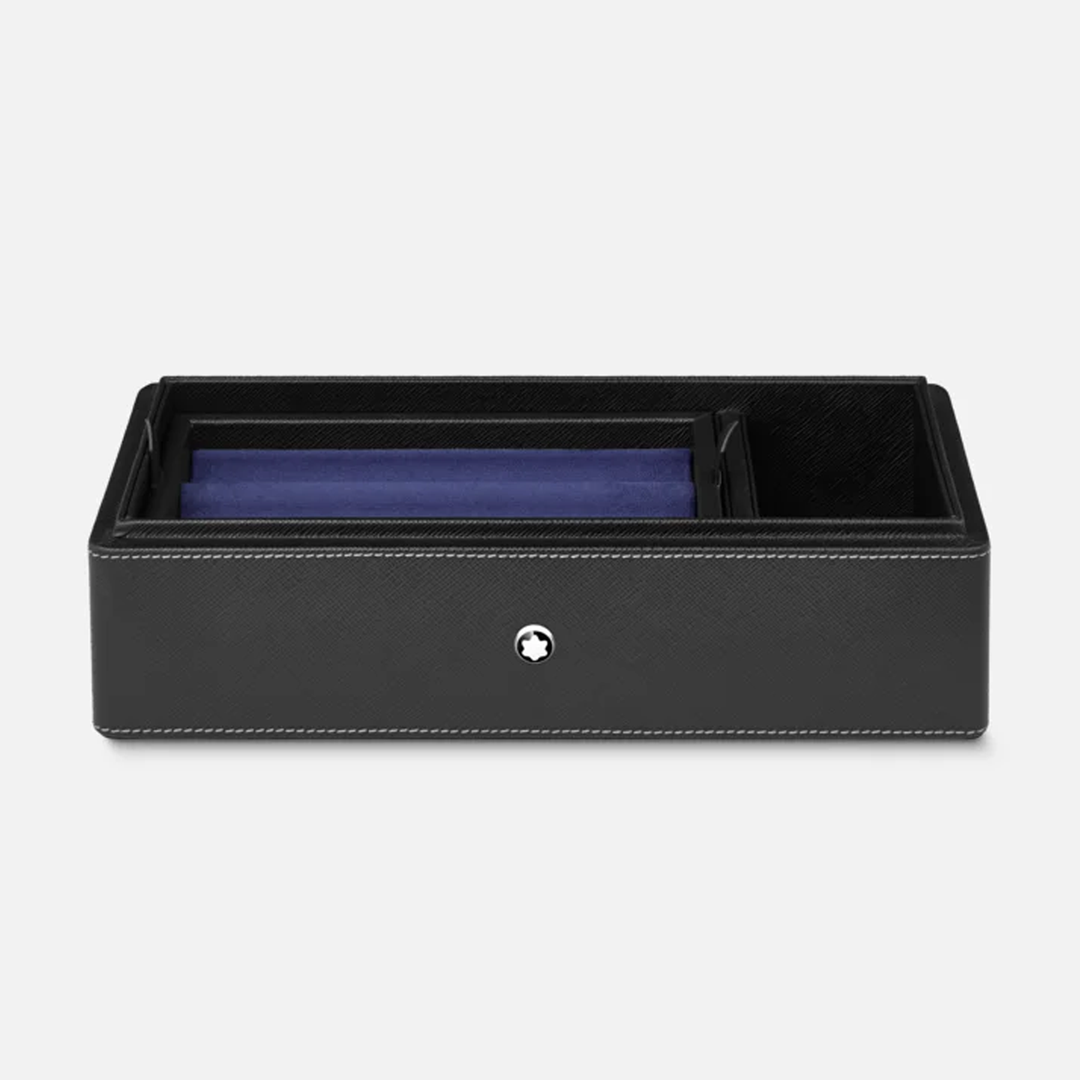 Montblanc Leather Desk Box for 3 Writing Instruments & Ink Bottle - Black
