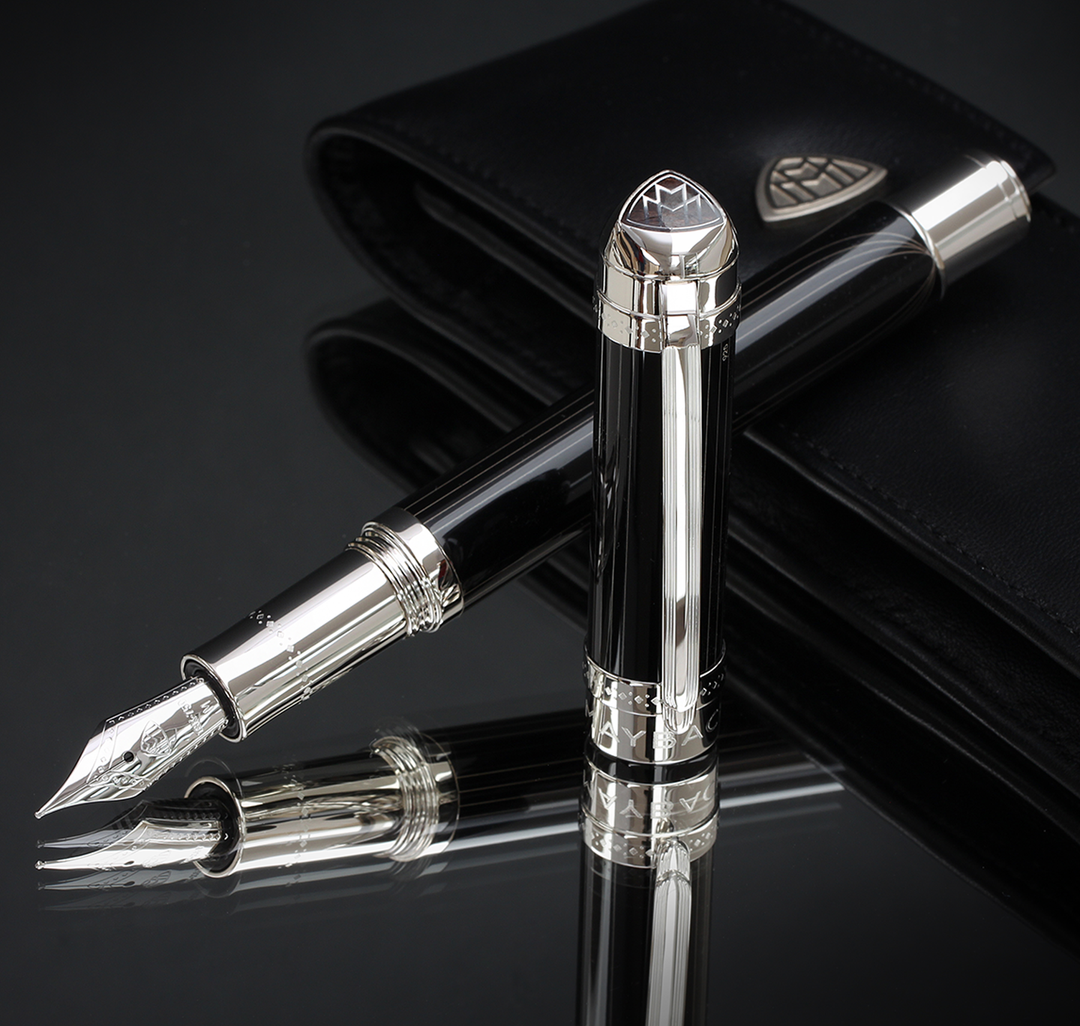 Maybach The Peak I Flow Lines Lustr Midnight Black Platinum - Fountain Pen
