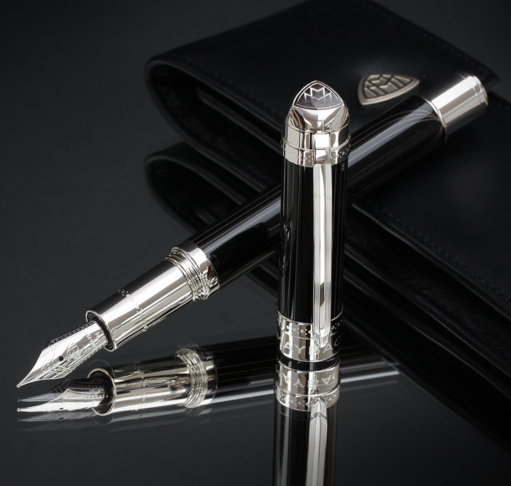 Maybach The Peak I Flow Lines Lustr Midnight Black Platinum - Fountain Pen