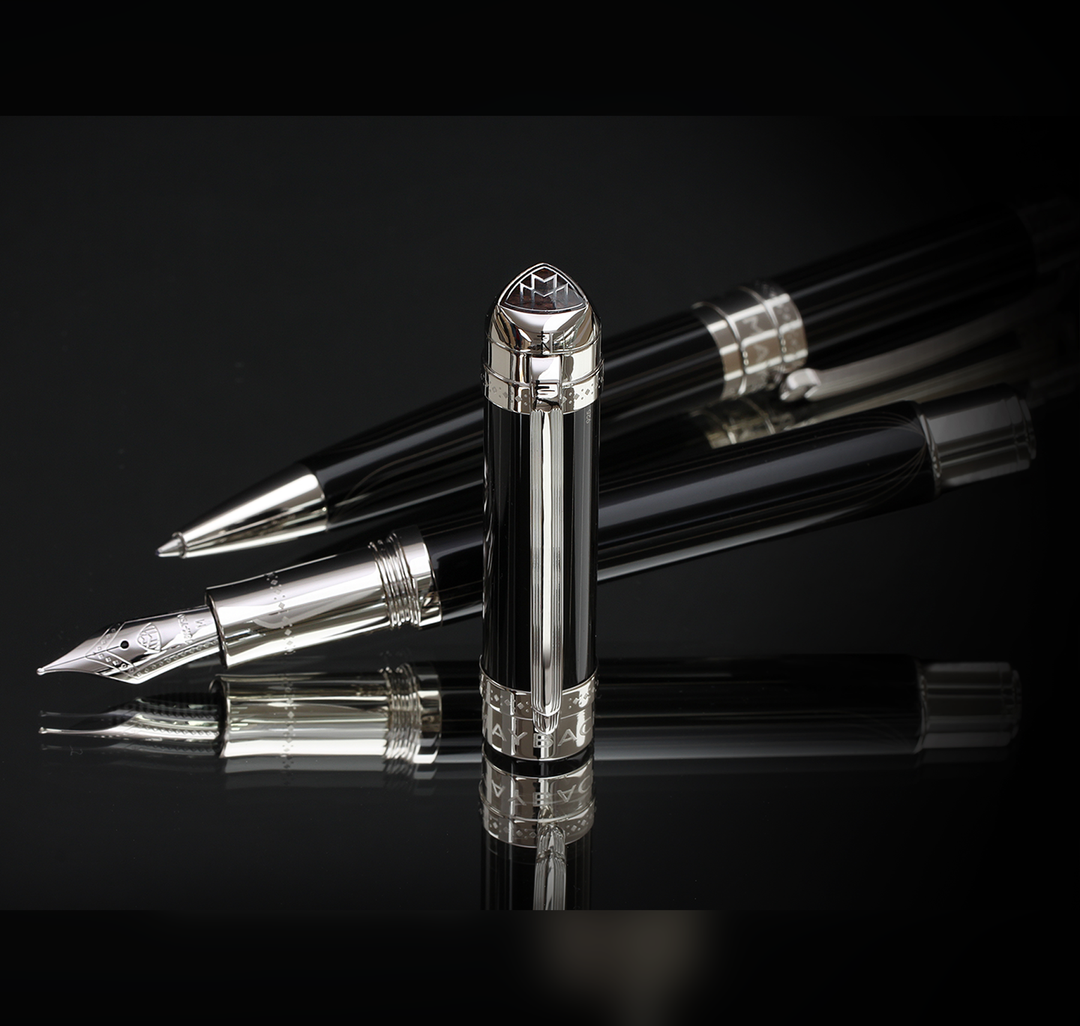 Maybach The Peak I Flow Lines Lustr Midnight Black Platinum - Fountain Pen