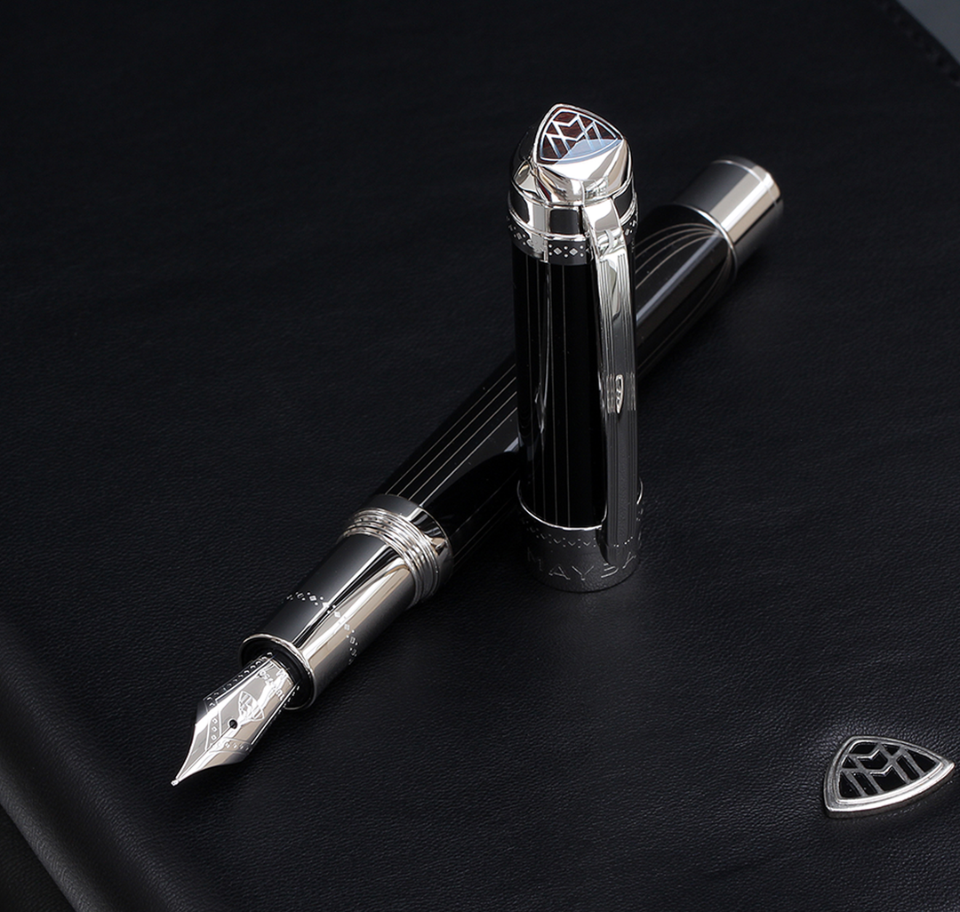 Maybach The Peak I Flow Lines Lustr Midnight Black Platinum - Fountain Pen