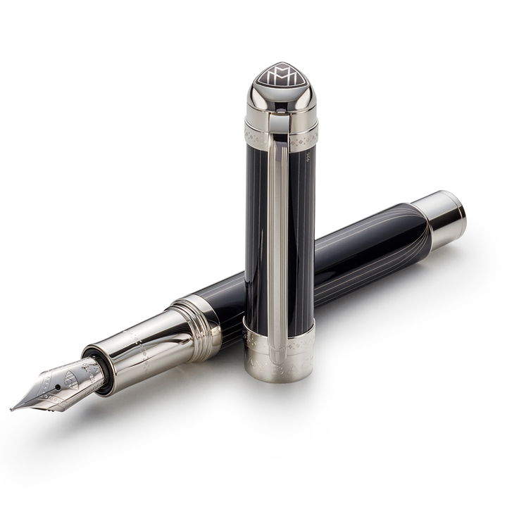 Maybach The Peak I Flow Lines Lustr Midnight Black Platinum - Fountain Pen