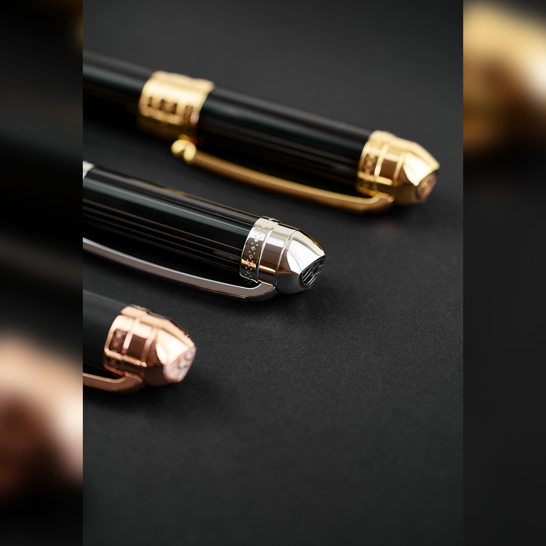 Maybach The Peak I Flow Lines Lustr Midnight Black Platinum - Fountain Pen