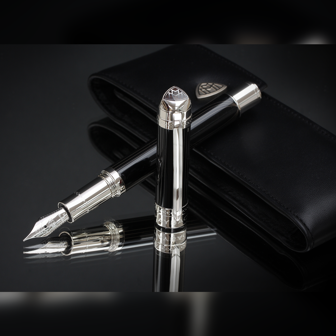 Maybach The Peak I Flow Lines Lustr Midnight Black Platinum - Fountain Pen