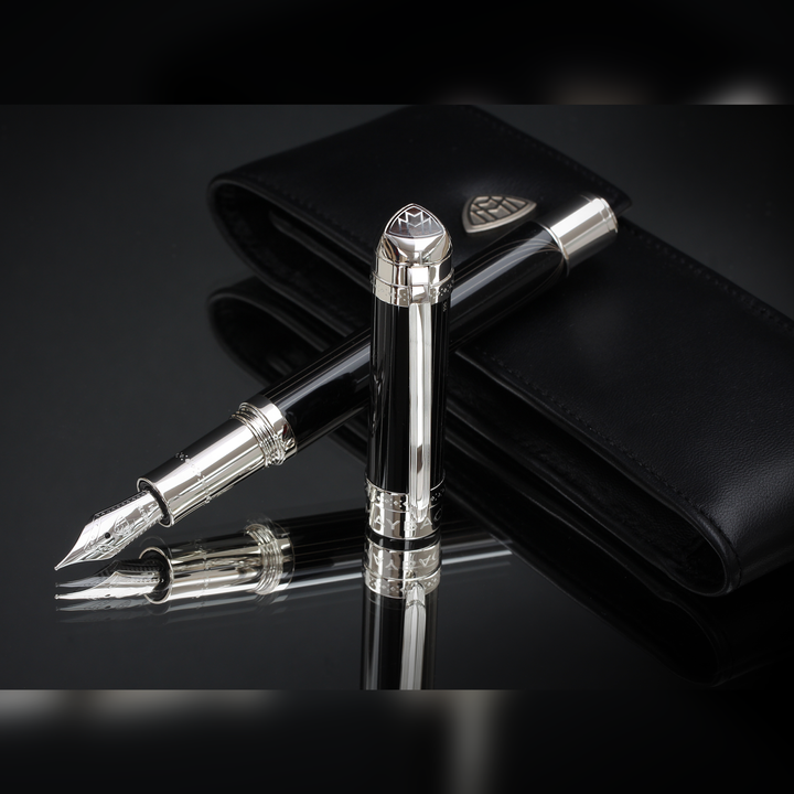 Maybach The Peak I Flow Lines Lustr Midnight Black Platinum - Fountain Pen