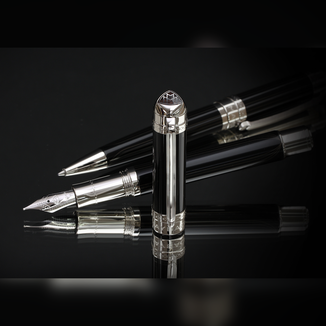 Maybach The Peak I Flow Lines Lustr Midnight Black Platinum - Fountain Pen