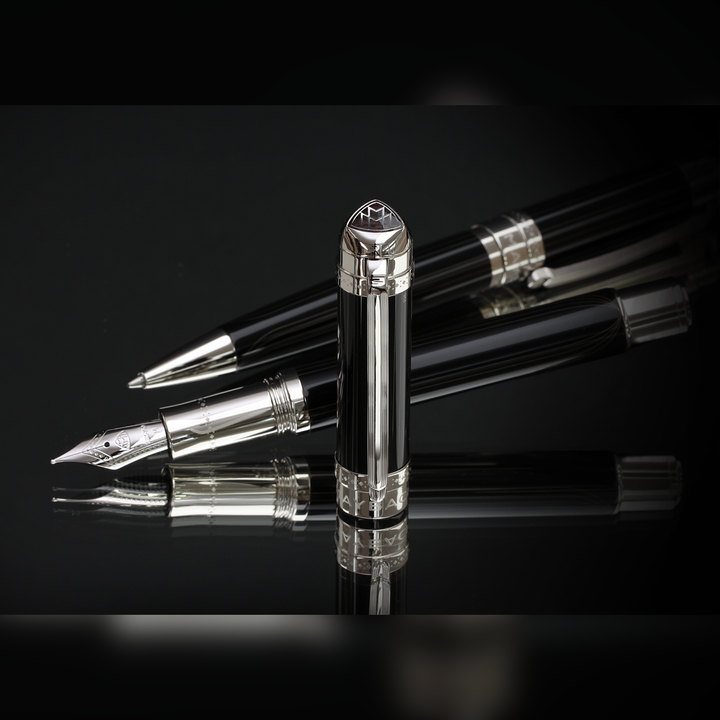 Maybach The Peak I Flow Lines Lustr Midnight Black Platinum - Fountain Pen