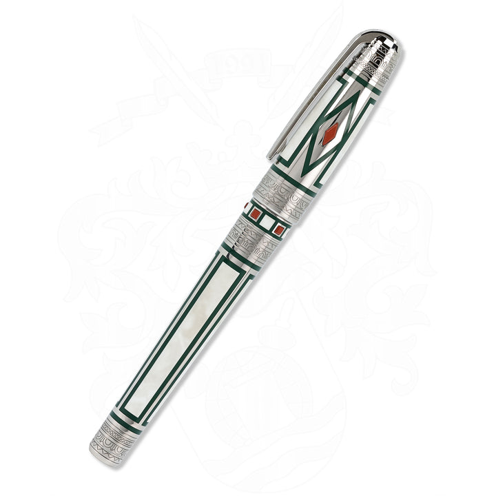 S.T. Dupont Medici Sterling Silver with Green Pattern LE Fountain Pen