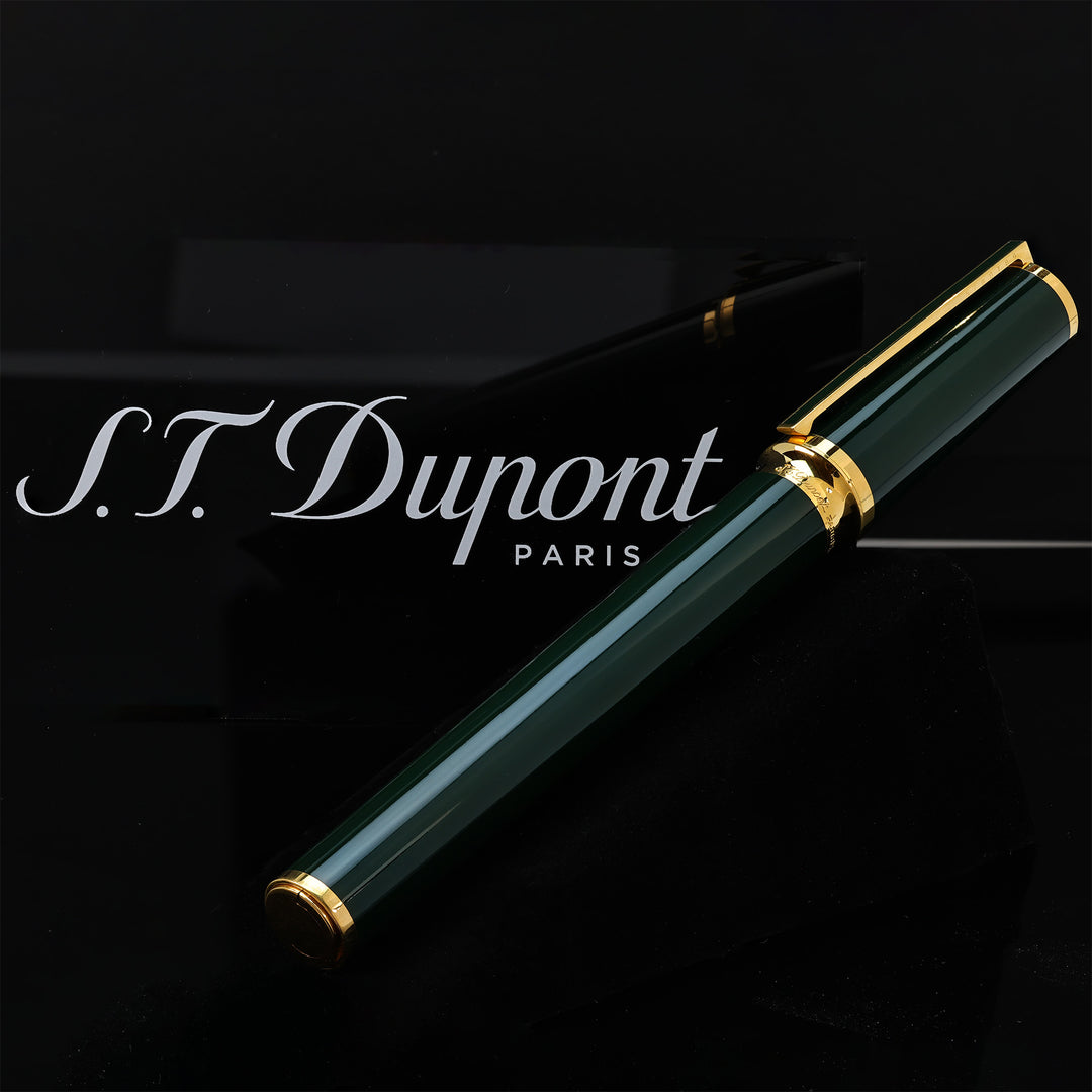 S.T. Dupont Montparnase Green Lacquer and Gold Fountain Pen