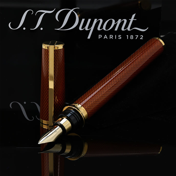 S.T. Dupont Montparnase Orange / Amber Guilloche Fountain Pen