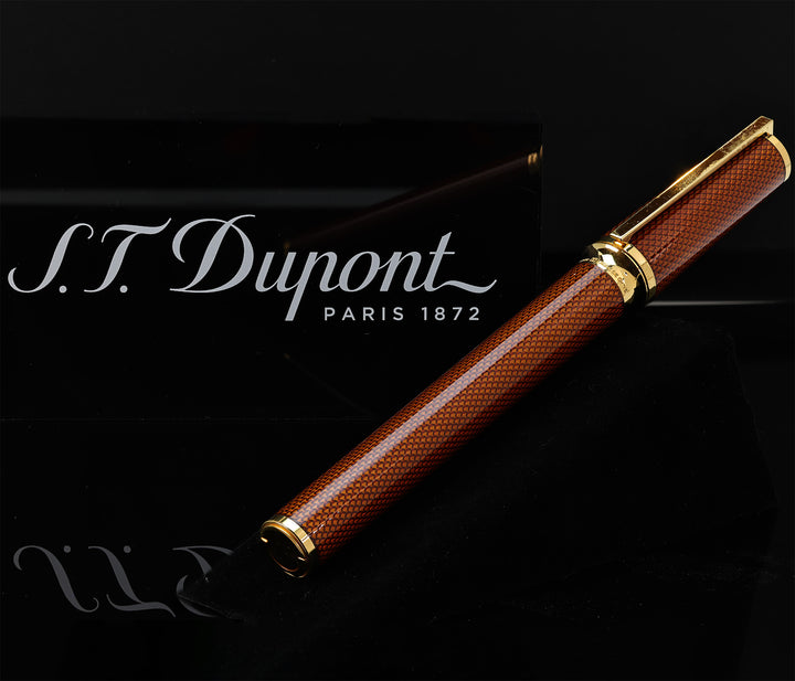S.T. Dupont Montparnase Orange / Amber Guilloche Fountain Pen