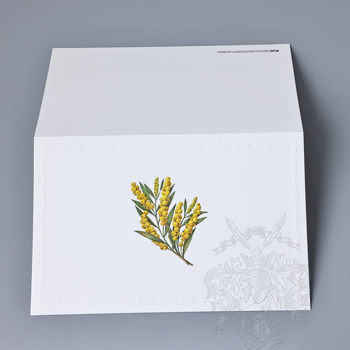 Yellow Mimosa Fold Notecards 3.33" x 5.12" (10ct.) | Rossi 1931 Italian Stationery