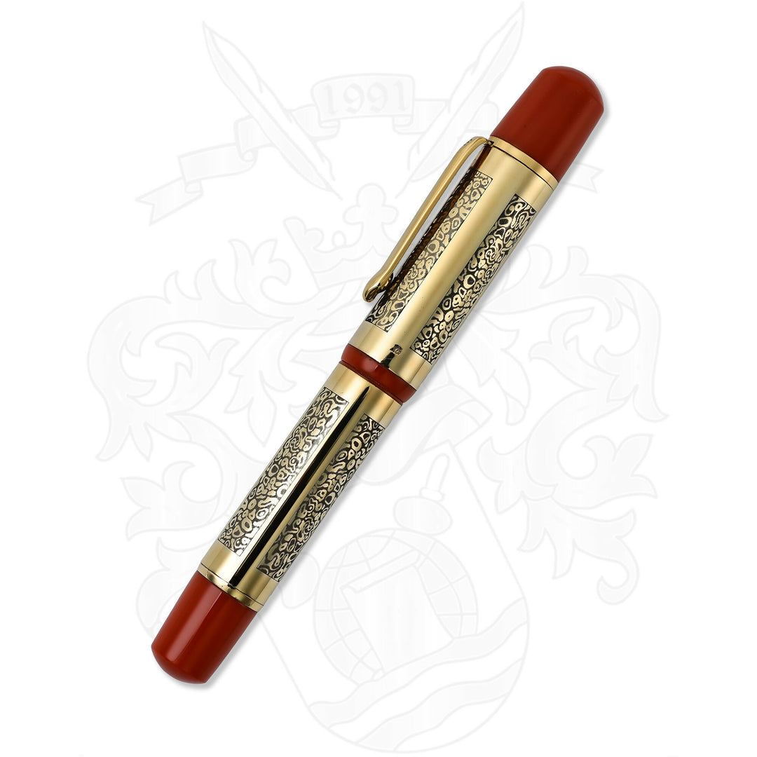 Bexley 15TH Anniversary 1993-2008 Owners Club Pen Orange Gold Vermeil Fountain Pen