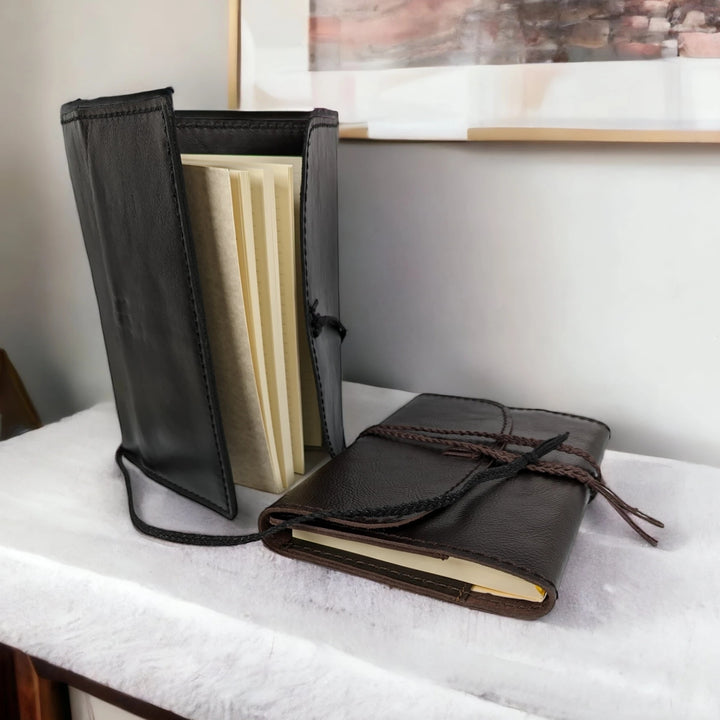 The Pleasure of Writing Leather Travel Journal with Tie and Bookmark