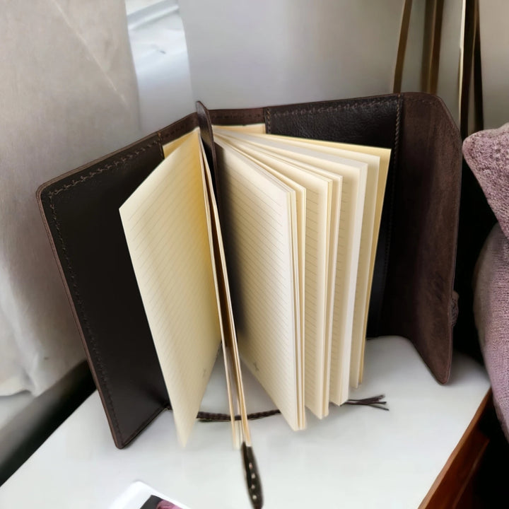 The Pleasure of Writing Leather Travel Journal with Tie and Bookmark