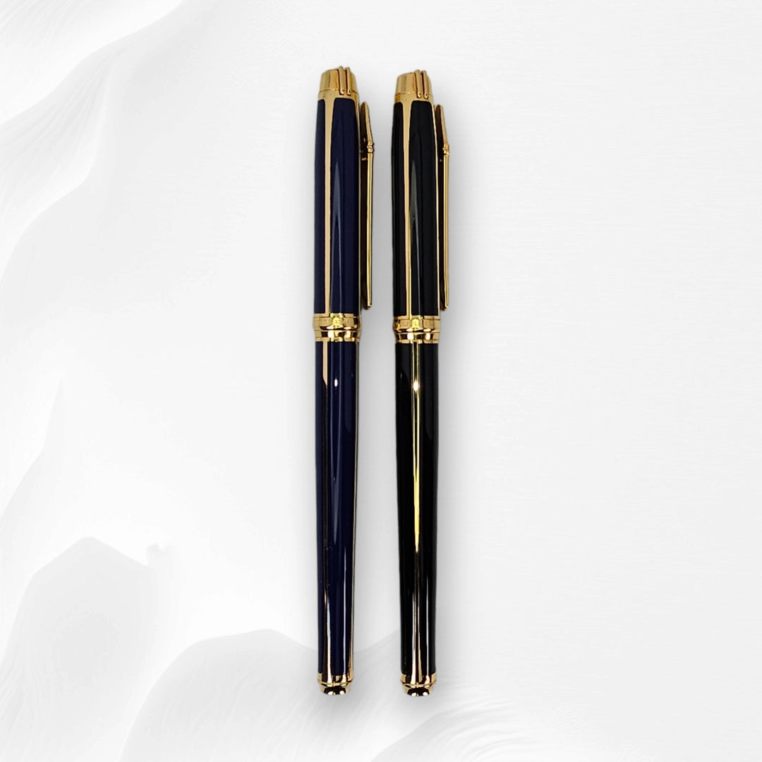 Elysee Parthenon Lacquer Classique 2 Pen Box Set - Black and Royal Blue 18k Nib medium